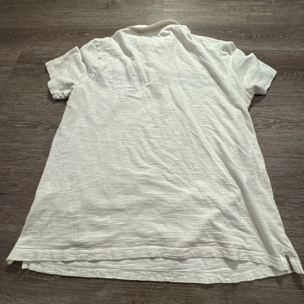Banana Republic Polo Shirt Mens Large White Slub Cotton Classiccore Summer‎ Prep